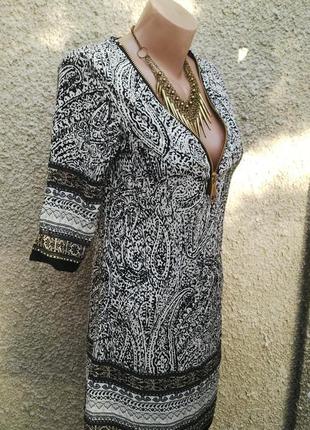 Платье,туника,рубаха с крупным замочком на груди ,в восточный(этно) принт3 фото