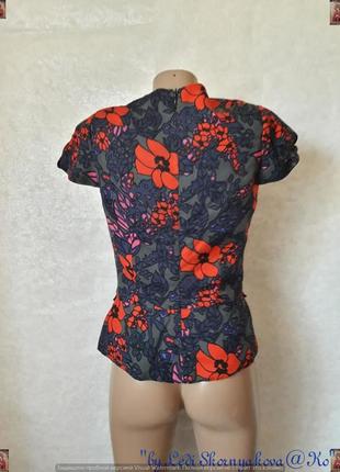 Фирменная marks & spenser блуза со 100% вискозы в яркий принт "красные цветы", размер с-м2 фото