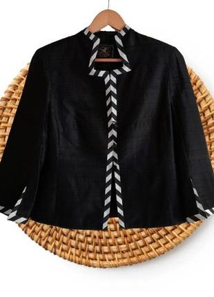 ✅ винтажный дизайнерский шелковый жакет пиджак блейзер дикий шелк чесуч kirsten krog1 фото
