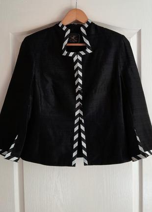 ✅ винтажный дизайнерский шелковый жакет пиджак блейзер дикий шелк чесуч kirsten krog3 фото