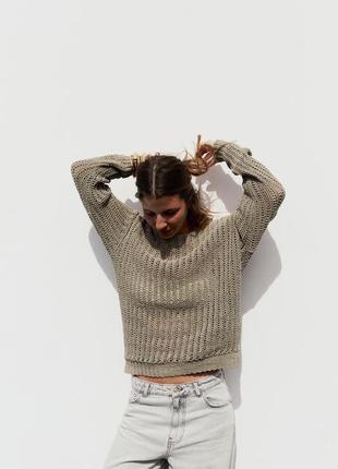 Ажурный свитер с блестками3 фото