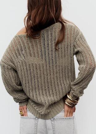 Ажурный свитер с блестками4 фото