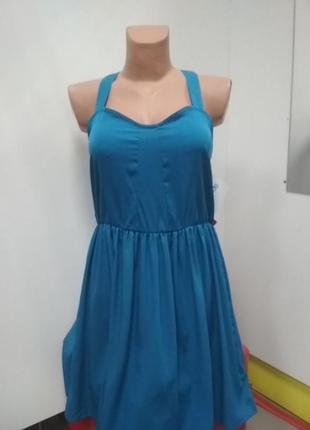 Платье, коктельное, открытое, голубое, сарафан, размер 38-402 фото