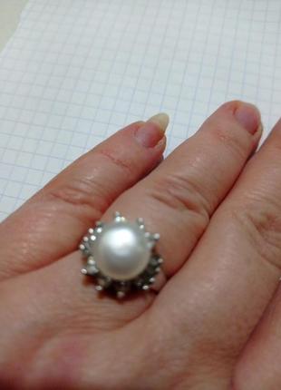 Кольцо серебро 925 с жемчужиной2 фото