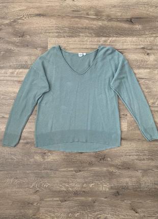 Бирюзовый котоновый джемпер пуловер gap