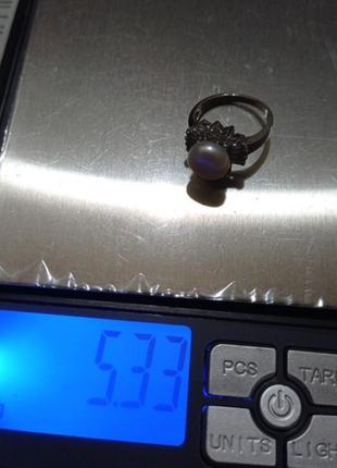 Кольцо серебро 925 с жемчужиной3 фото
