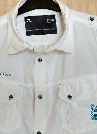 Белоснежная мужская рубашка f&f, высокий рост, большой размер xl, xxl
