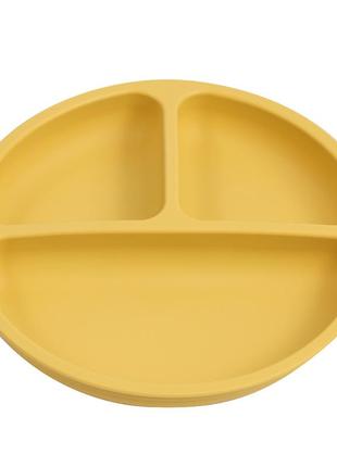 Силіконова секційна тарілка кругла на присоску золотистий колір