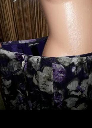 Шикарний фіолетовий бузковий в квіти костюм двойка жакет і натуральна шовкова юбка gerry weber7 фото