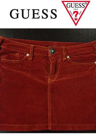 Юбка guess короткая мини бархатная, размер с - m