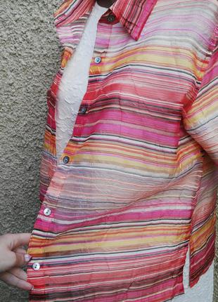 Прозрачная  блуза(рубашка) в разноцветную полоску,органза,легкий жакет(пиджак)4 фото