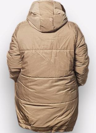 Модная женская демисезонная куртка из плащевки на силиконе на молнии и кнопках цвет мокко3 фото