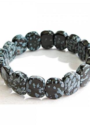 Браслет мужской черно-белый обсидиан