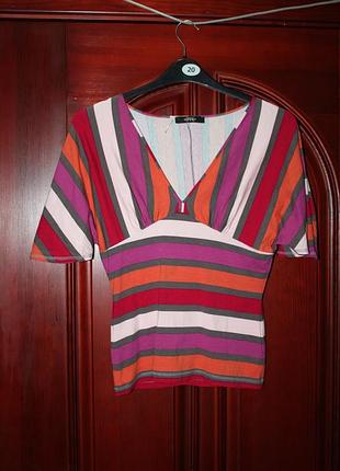 Вискозная футболка в полоску, размер 12, наш 46-48