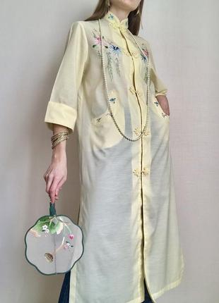 Халат в китайском стиле вышитый винтаж шанхай накидка