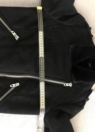 Zara trf collection курточка черного цвета авиатор из искусственной замши дубленка3 фото