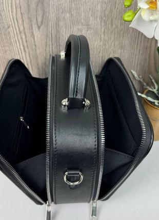 Женская кожаная мини сумочка стиль zara, каркасная сумка зара черная натуральная кожа9 фото