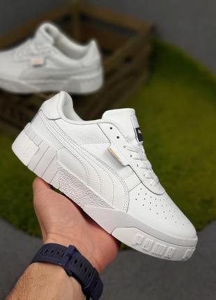 Puma cali білі   кеди кросівки жіночі шкіряні шкіра відмінна якість весняні осінні демісезонні демісезон пума калі