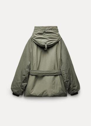 Курточке zara zw collection контрастная утепленная куртка светлый хаки | 4088/2444 фото