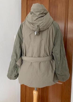Курточке zara zw collection контрастная утепленная куртка светлый хаки | 4088/2447 фото