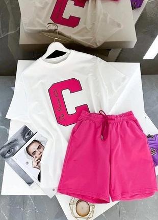 ❤️есть наложенный платеж❤️новый женский комплект шорты + футболка на лето весну/для прогулок оверсайз/oversize