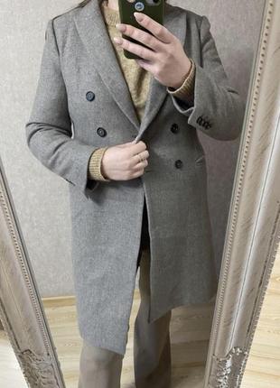 Базовое шикарное прямое пальто шерсть и полиэстер zara 46-48 p9 фото