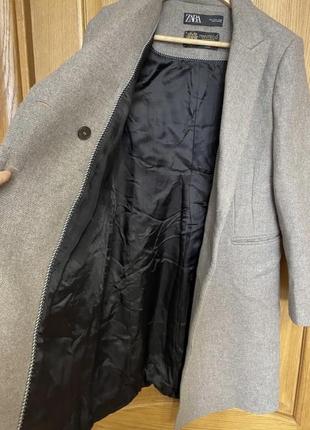 Базовое шикарное прямое пальто шерсть и полиэстер zara 46-48 p6 фото