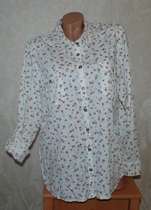 Блуза принтованая бренда marks &amp; spencer /100% хлопок/регулируемый рукав/