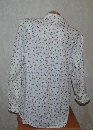 Блуза принтованая бренда marks &amp; spencer /100% хлопок/регулируемый рукав/3 фото