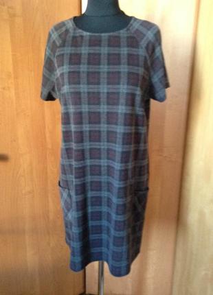Платье в клетку из трикотажа с коротким рукавом р. 50 new look