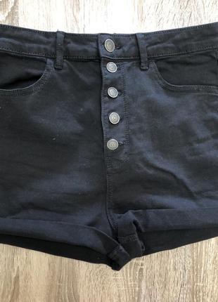 Чёрный джинсовые шортики1 фото