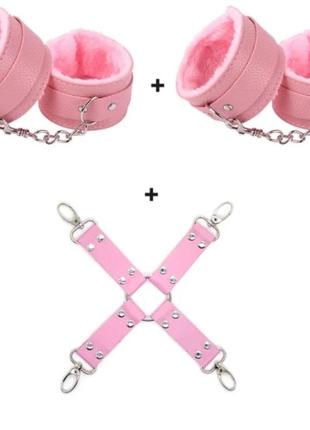 Набір для еротичних ігор "рожеве спокої" - наручники, окови, конектор.