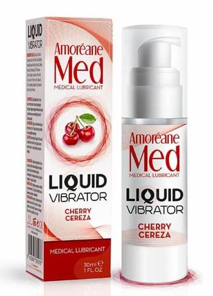 Стимулюючий лубрикант від amoreane med: liquid vibrator - cherry (рідкий вібратор), 30 ml
