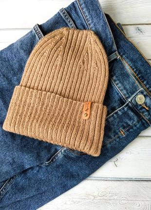 Осіння шапка з мериноса шапка на осінь шапка модна