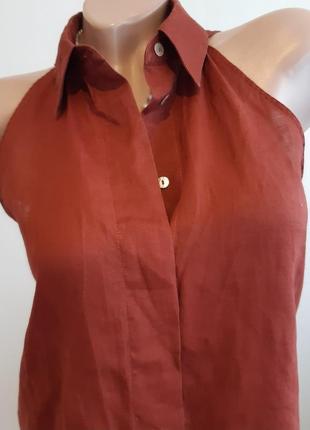 Блуза рубашка без рукавов с американской проймой рами5 фото