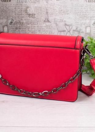 Стильна червона сумка сумочка клатч на довгій ручці модна2 фото