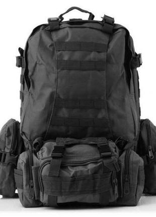Рюкзак тактичний військовий із підсумками 55 л tactical backpack b08 чорний
