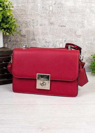 Стильная красная сумка сумочка клатч на длинной ручке модная