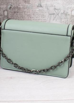 Стильная зеленая бирюзовая сумка сумочка клатч на длинной ручке модная2 фото