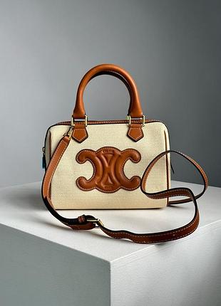Женская сумка 👜 celine small boston cuir triomphe in textile and calfskin