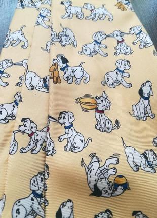 Фирменный желтый галстук в собачках 100% шелк3 фото