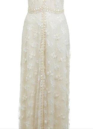 Нова вечірня випускна сукня стиль жозефіни мереживо вінтаж ретро перлини з бісером miss selfridge8 фото