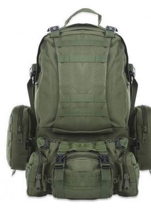 Рюкзак тактичний військовий із підсумками 55 л tactical backpack oliva b08