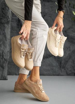 Жіночі кросівки шкіряні весняно-осінні бежеві emirro 21214 фото