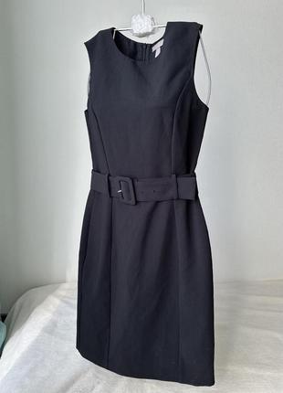 Платье футляр черное, базовое с поясом h&amp;m, до колен1 фото