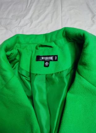 Missguided пальто зелёное прямое длинное оверсайз свободное на пуговице5 фото