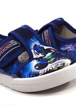 Тапочки на липучках для мальчиков natur 360179/29 темно-синий 29 размер