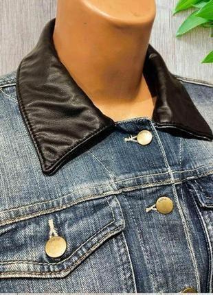 Впечатляющая короткая джинсовая комбинированная куртка известного американского бренда guess4 фото