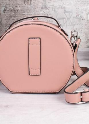 Стильна рожева пудра кругла сумка модна сумочка клатч2 фото