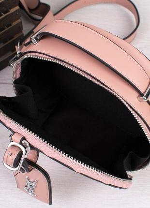 Стильна рожева пудра кругла сумка модна сумочка клатч3 фото